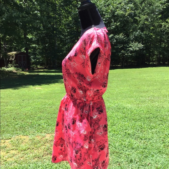 Floral Pink/Black Dress Scoop Back Medium - Picture 4 of 5